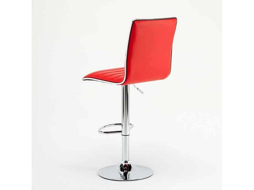 Taburete de bar cocina alto fijo giratorio ajustable con respaldo Detroit - Rojo