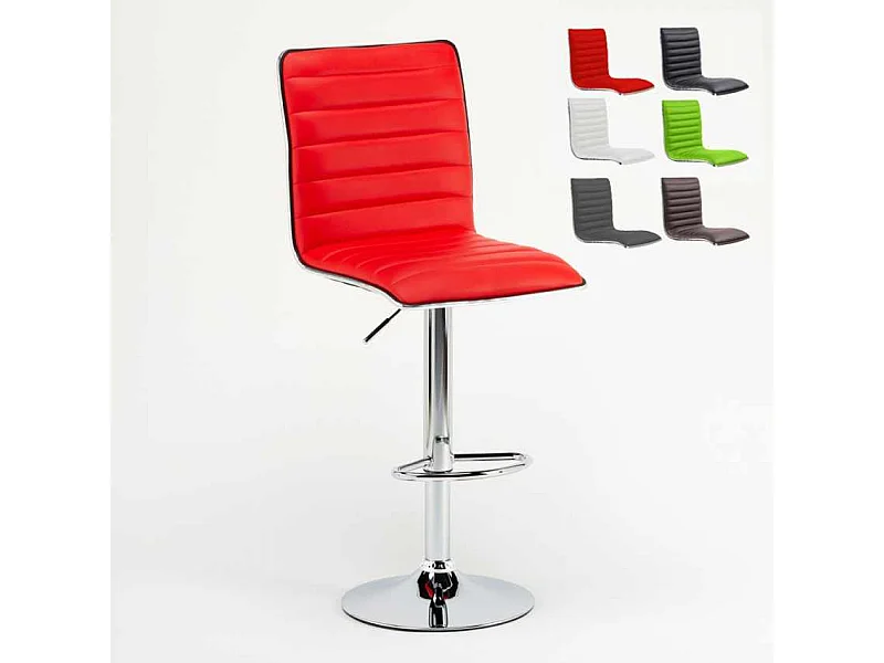 Taburete de bar cocina alto fijo giratorio ajustable con respaldo Detroit - Rojo