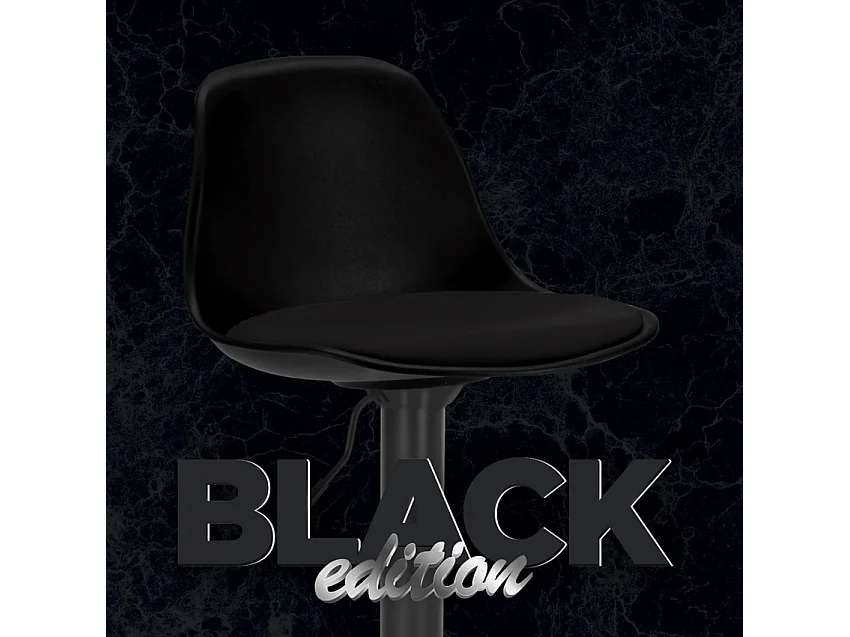 New Orleans Black Edition Moderner drehbarer verstellbarer Barhocker schwarz