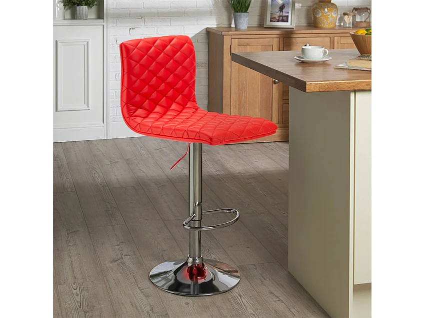Denver Design Gesteppter Kunstlederhocker für Bar und Küche - Rot