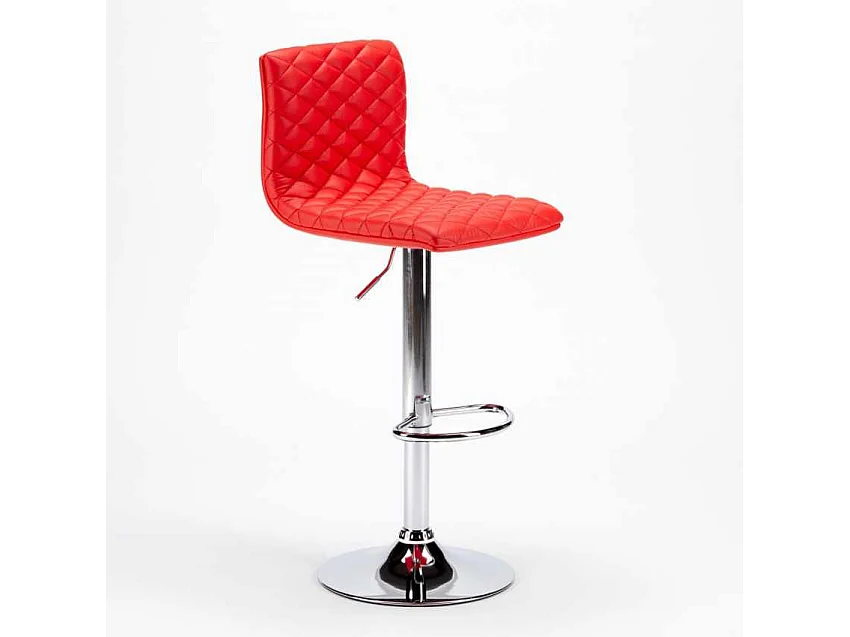 Denver Design Gesteppter Kunstlederhocker für Bar und Küche - Rot