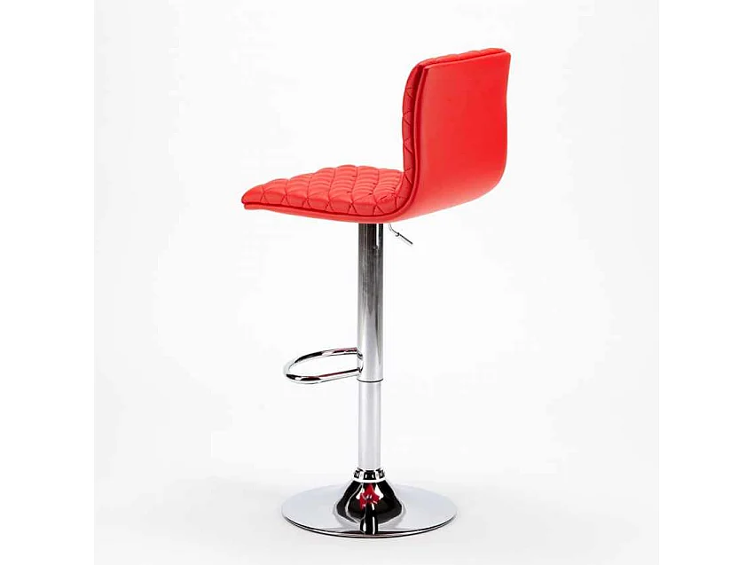 Denver Design Gesteppter Kunstlederhocker für Bar und Küche - Rot