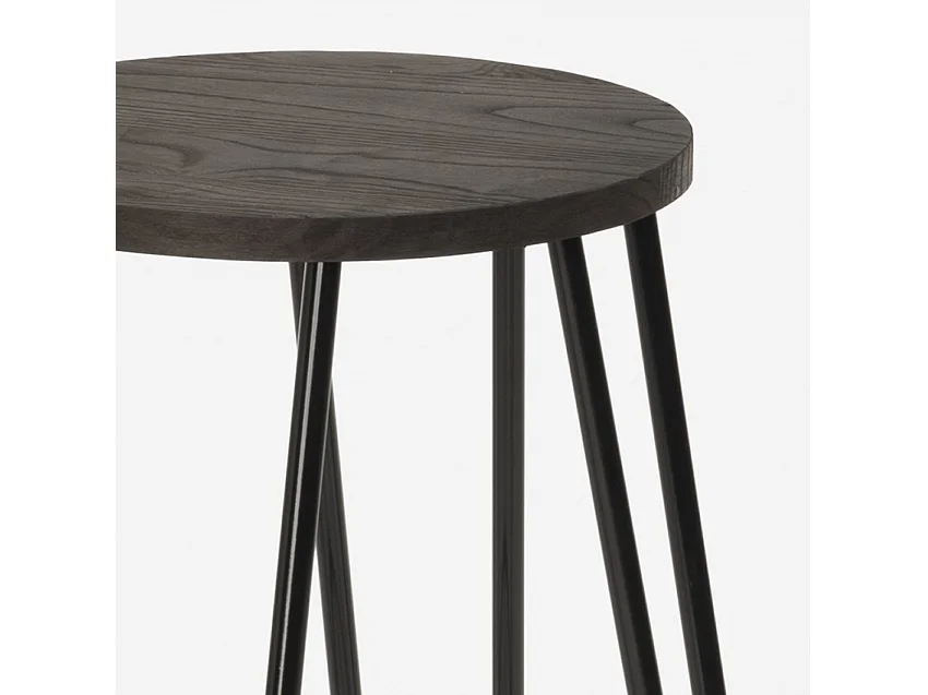 Hoher Hocker Industrielles Design Metall Holz für Bars, Restaurants, Küchen Carbon Top - Schwarz