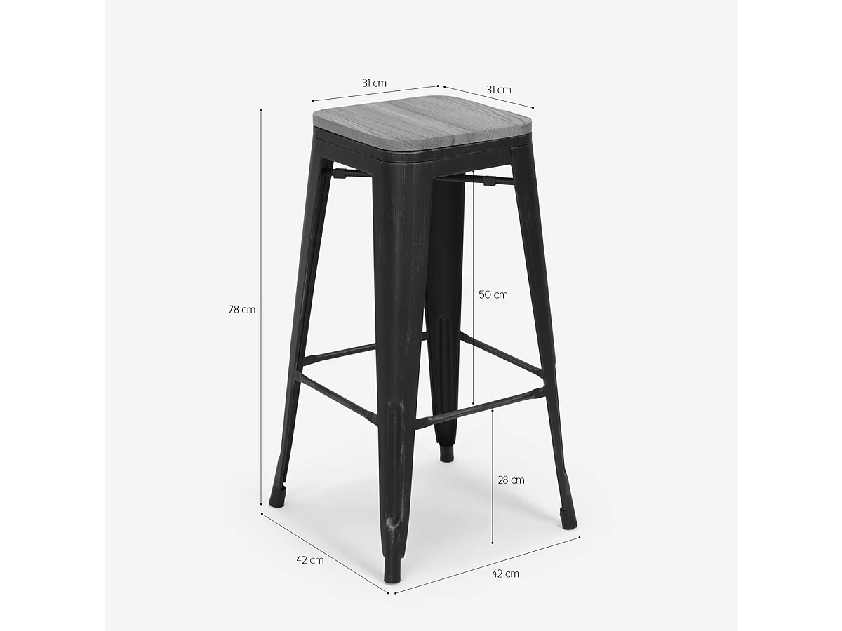 tabouret de bar et cuisine design métal bois style industriel style brush up - Wenge