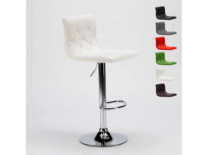 Chesterfield Kunstleder gesteppt Küche und Barhocker Design Honolulu - Weiß