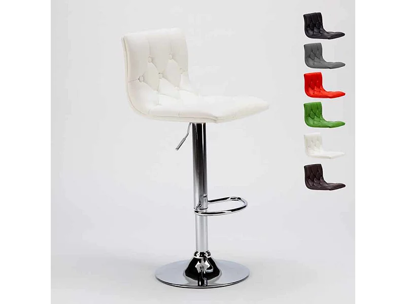 Chesterfield Kunstleder gesteppt Küche und Barhocker Design Honolulu - Weiß