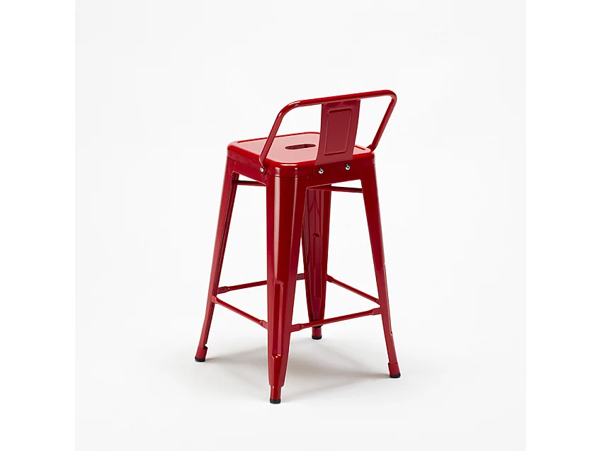 taburete alto de acero y metal para cocinas y bares con respaldo steel top - Rojo