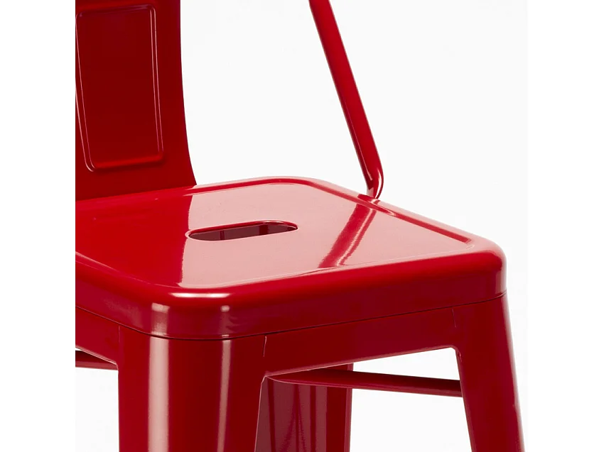 taburete alto de acero y metal para cocinas y bares con respaldo steel top - Rojo