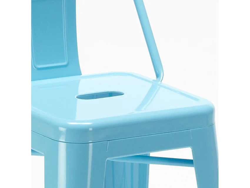 Barhocker im industrie stil aus metall mit rückenlehne Steel Top - Hellblau