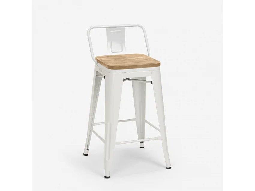 Hoher hocker industrie design küche bar barhocker Steel Wood Top Light - Weiß