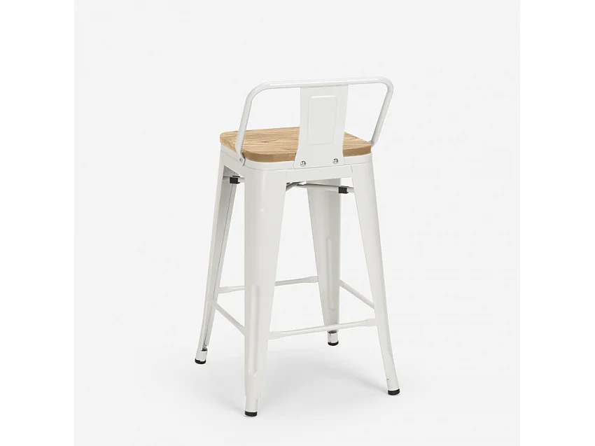 Hoher hocker industrie design küche bar barhocker Steel Wood Top Light - Weiß
