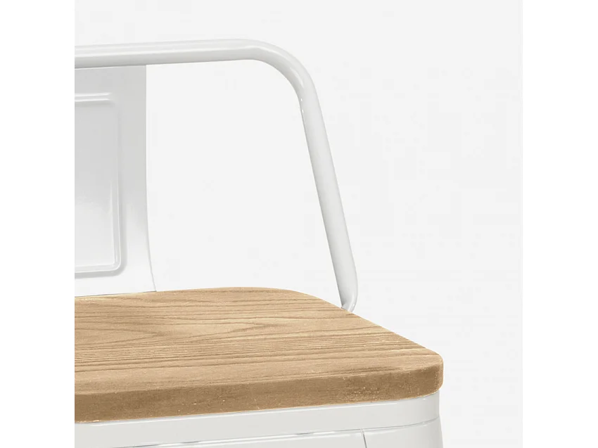 Hoher hocker industrie design küche bar barhocker Steel Wood Top Light - Weiß