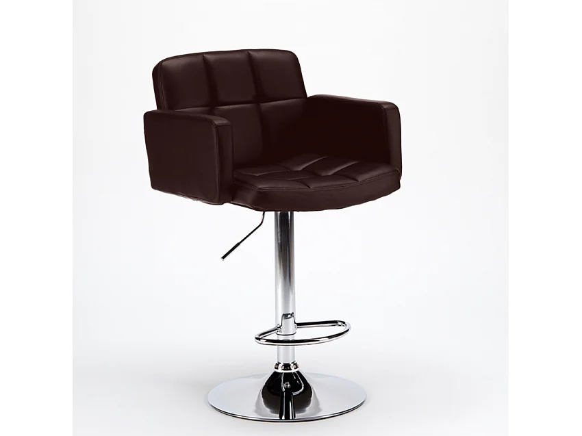 Taburete de cocina y bar con Reposabrazos de Cuero Polipiel Oakland - Marrón