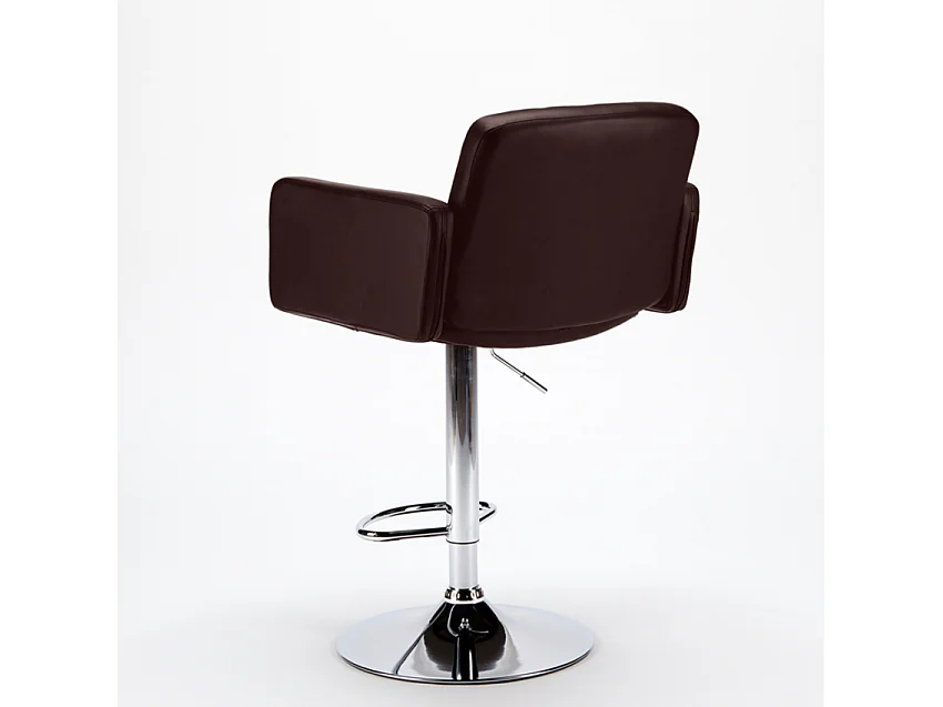 Taburete de cocina y bar con Reposabrazos de Cuero Polipiel Oakland - Marrón