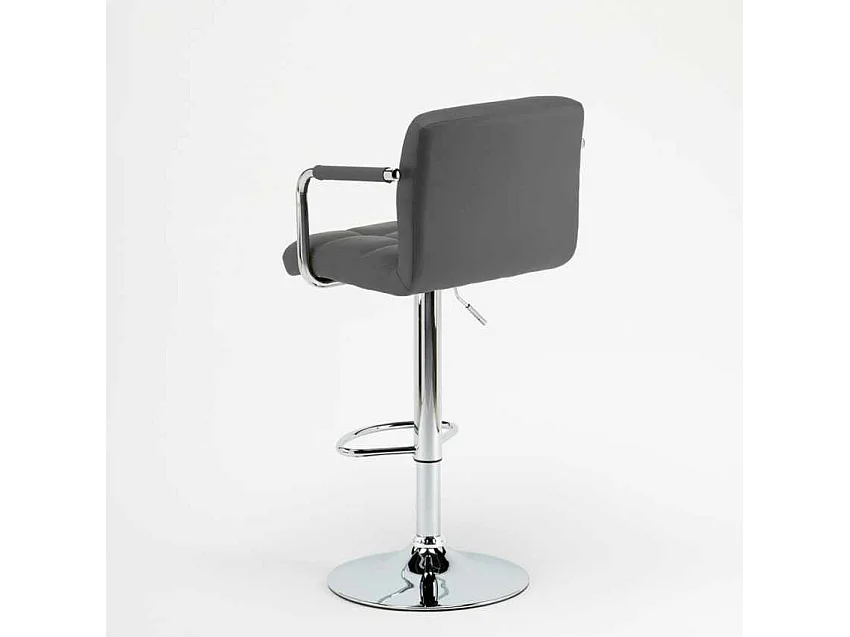 Taburete de bar cocina alto giratorio ajustable con respaldo y reposabrazos Las Vegas - Gris
