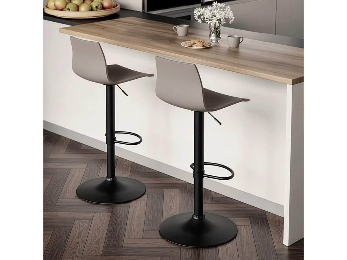 Design-Küchenbarhocker mit verstellbarem mattschwarzem Fuß Grand Soleil Imola Matt - Beige Jute