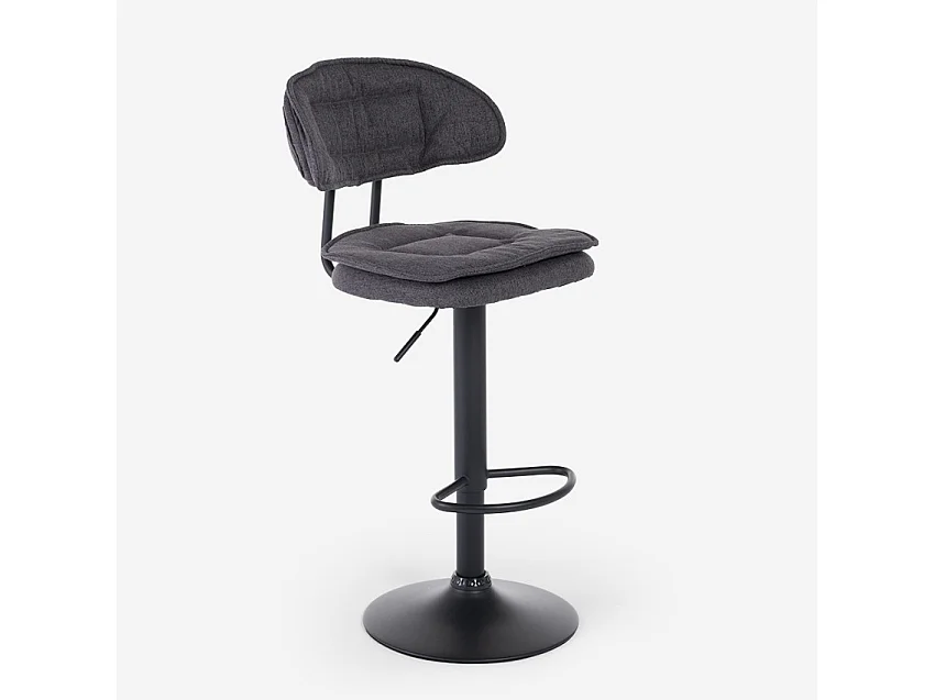 Taburete de bar de cocina ajustable moderno en tela tapizada Nashville. - Gris Oscuro