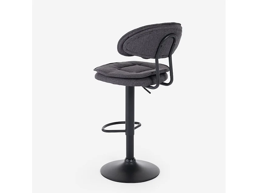 Taburete de bar de cocina ajustable moderno en tela tapizada Nashville. - Gris Oscuro