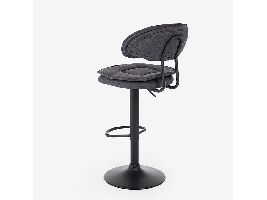 Taburete de bar de cocina ajustable moderno en tela tapizada Nashville. - Gris Oscuro