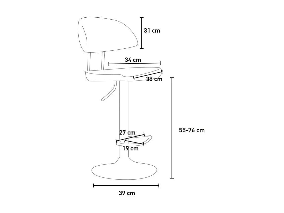 Taburete de bar de cocina ajustable moderno en tela tapizada Nashville. - Gris Oscuro