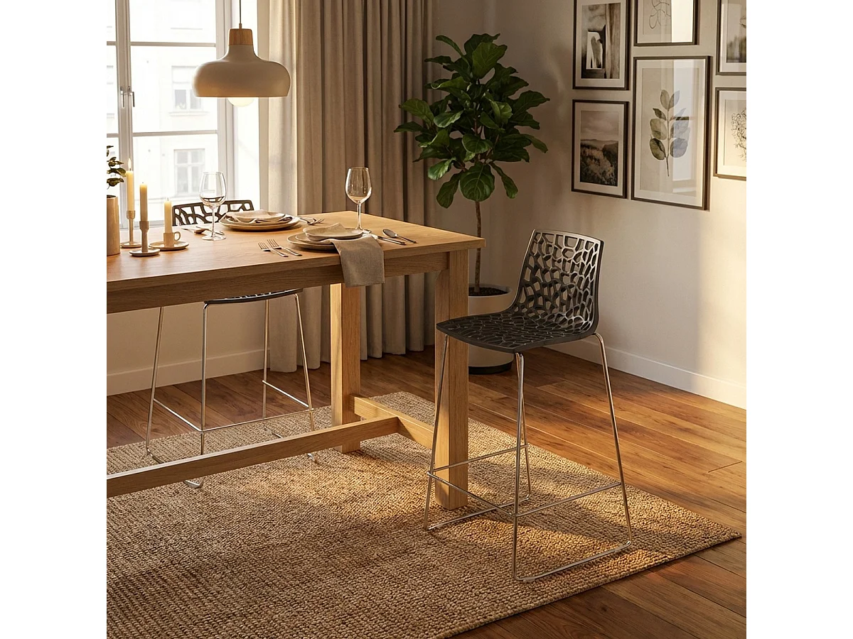 Tabouret de bar design Grand Soleil 64cm Mini Spider - Marron