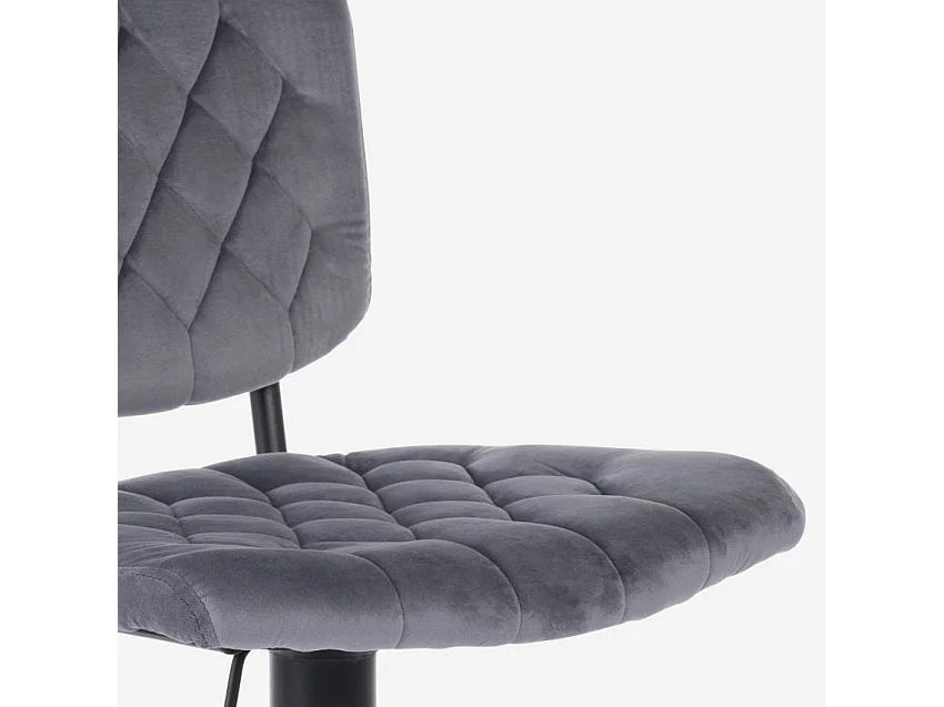 Taburete alto regulable para cocina tapizado en tejido terciopelo Toronto - Gris Oscuro