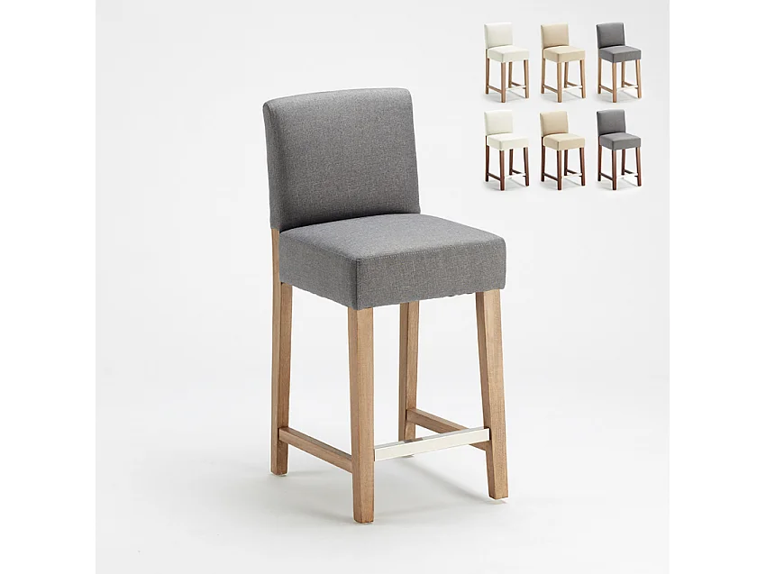 Taburete Bar cocina de madera estilo Henriksdal 63 cm de altura Comfort L - Shabby Gris