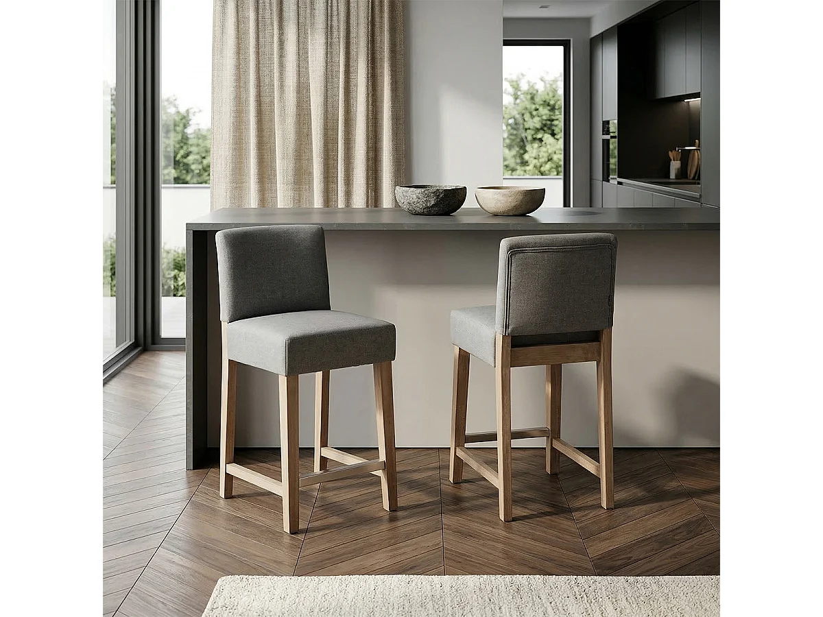 Holzbar und Küchenhocker aus 63cm Höhe Design Comfort L - Shabby Grau