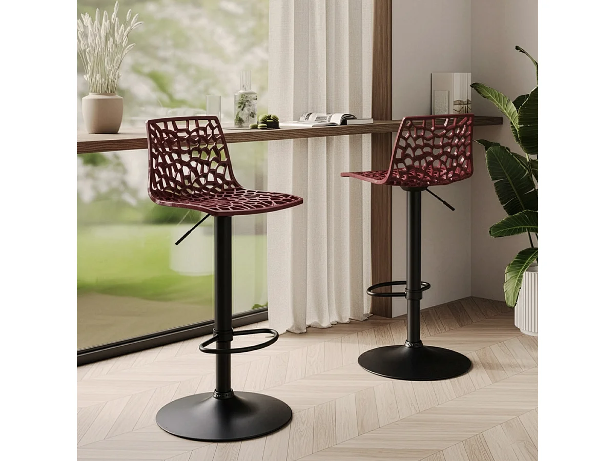 Verstellbarer Barhocker mit mattschwarzer Basis Grand Soleil Spider Matt - Bordeaux