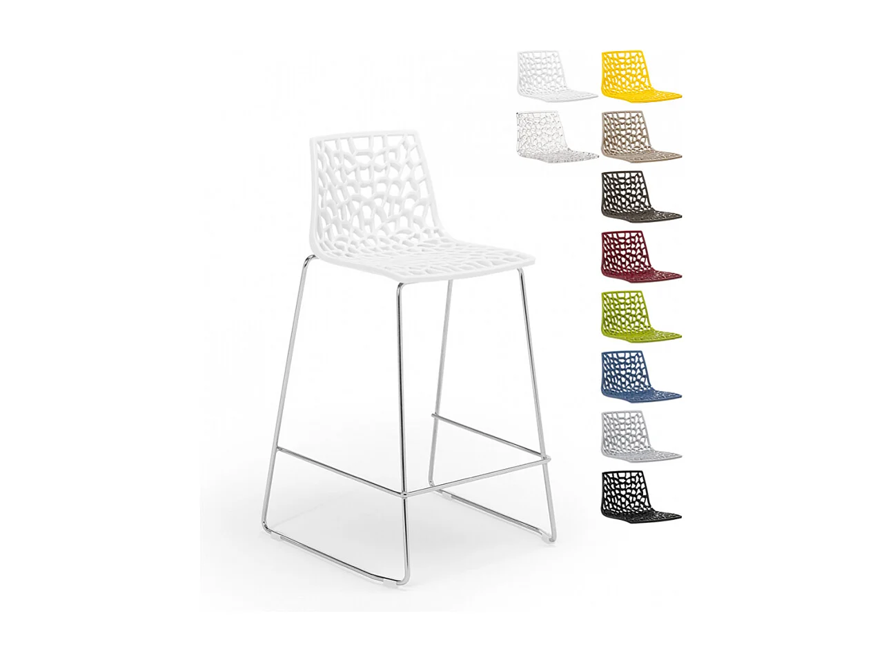 Grand Soleil Design Hocker für Küchenbar 64cm Mini Spider - Weiß