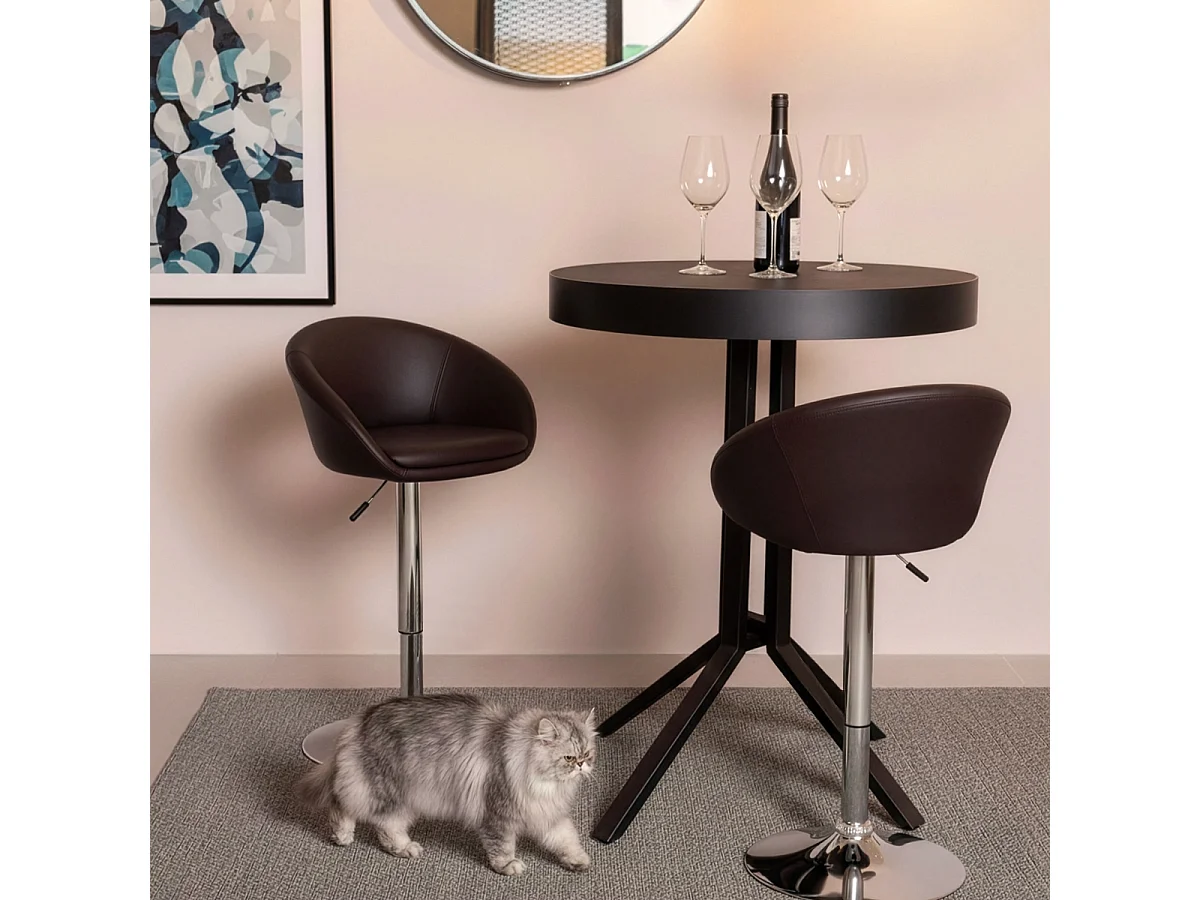 Sillón Taburete Giratorio Cuero Polipiel Diseño Moderno Austin - Marrón