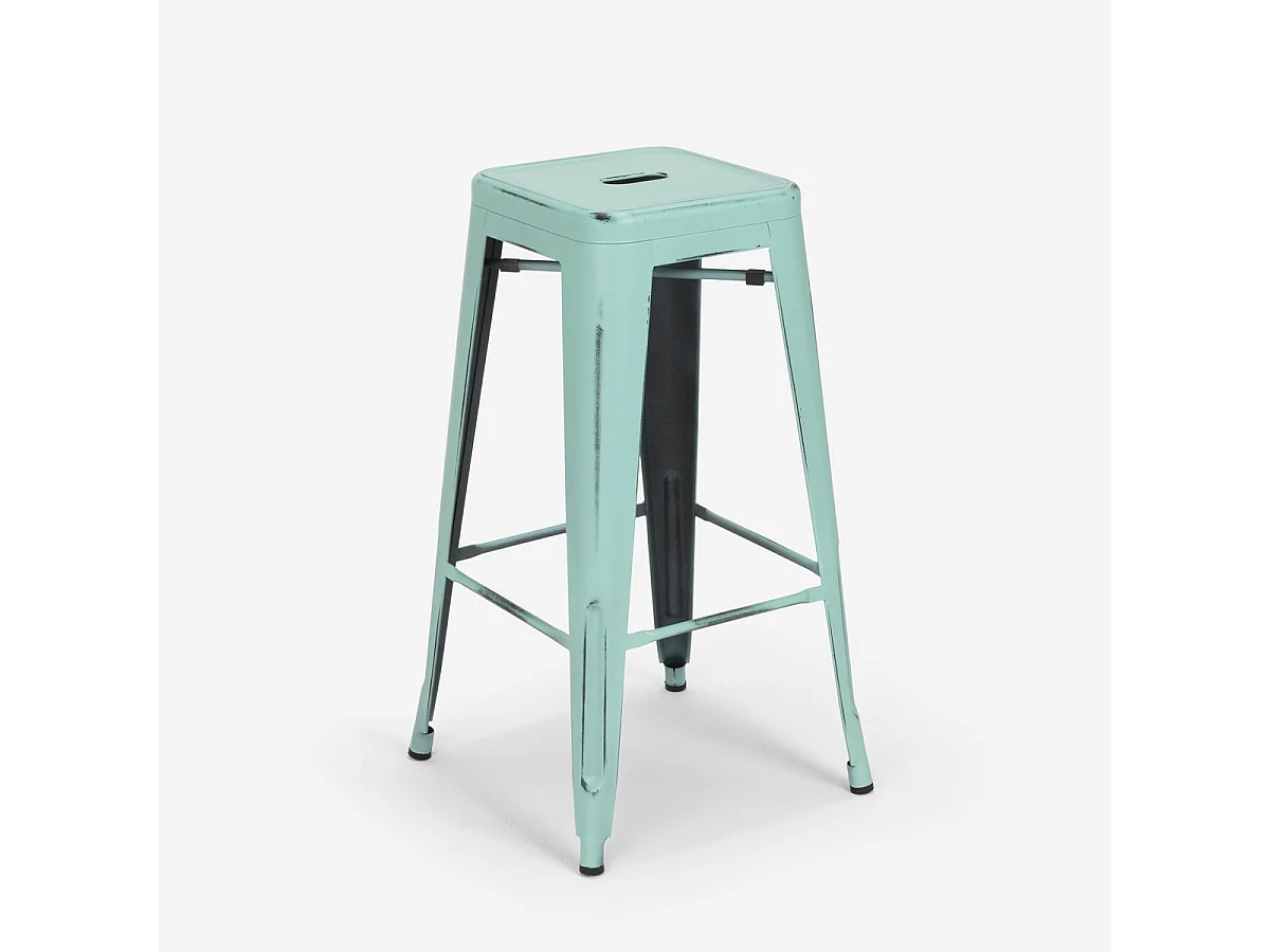 barhocker hocker aus metall im industriedesign 78cm steel stale - Hellblau