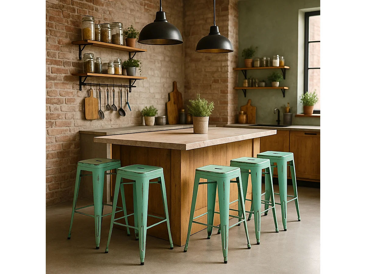 barhocker hocker aus metall im industriedesign 78cm steel stale - Hellblau