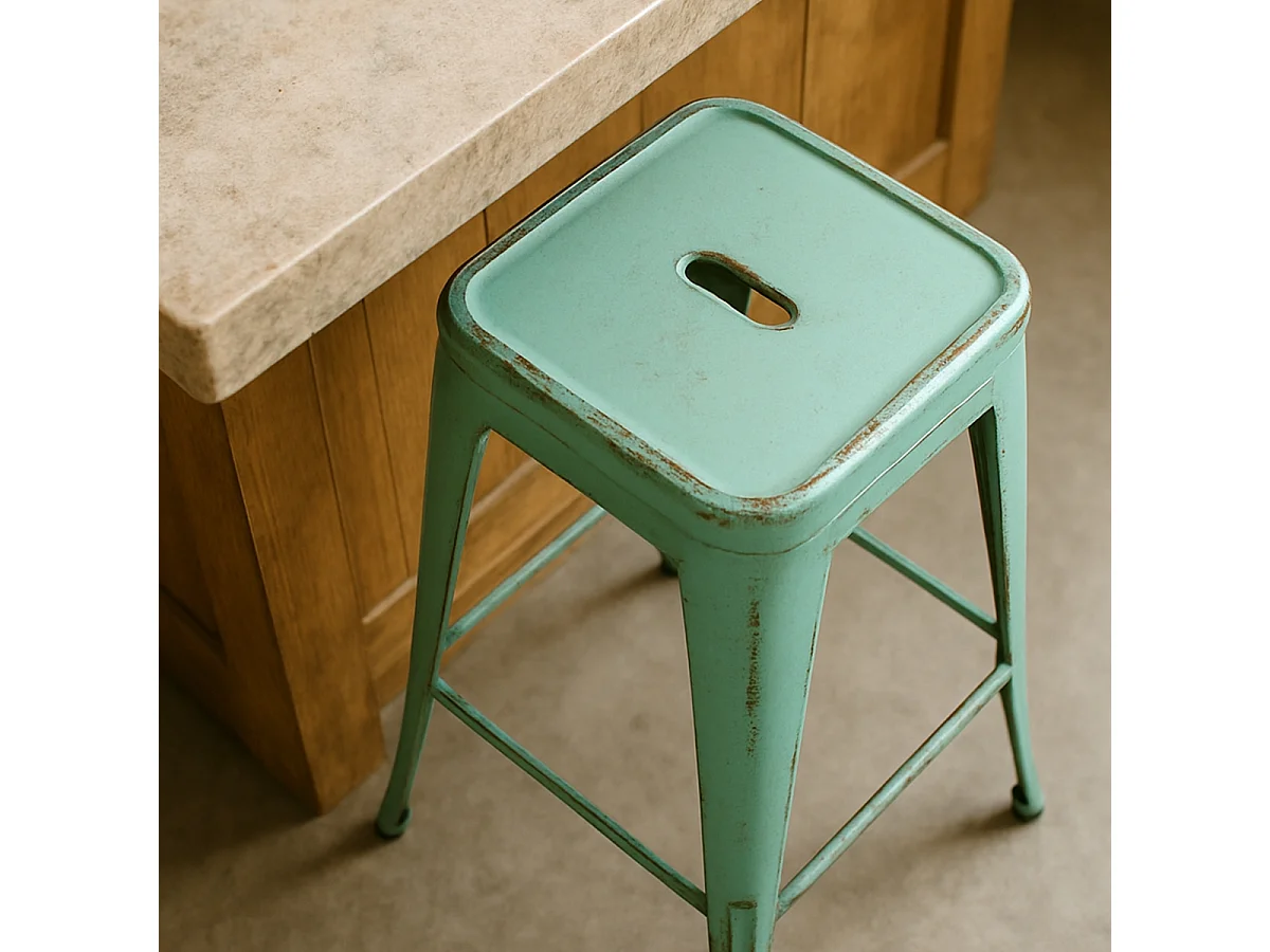 barhocker hocker aus metall im industriedesign 78cm steel stale - Hellblau