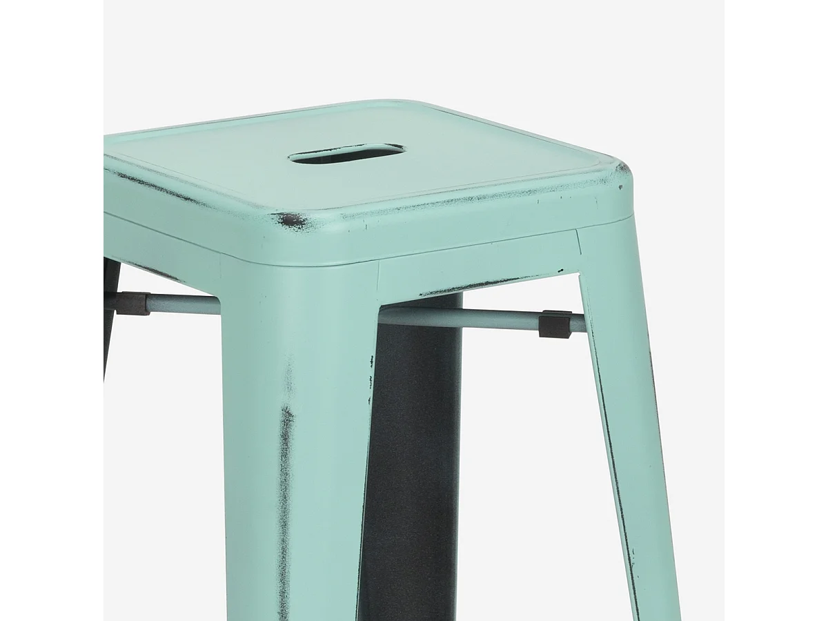 barhocker hocker aus metall im industriedesign 78cm steel stale - Hellblau