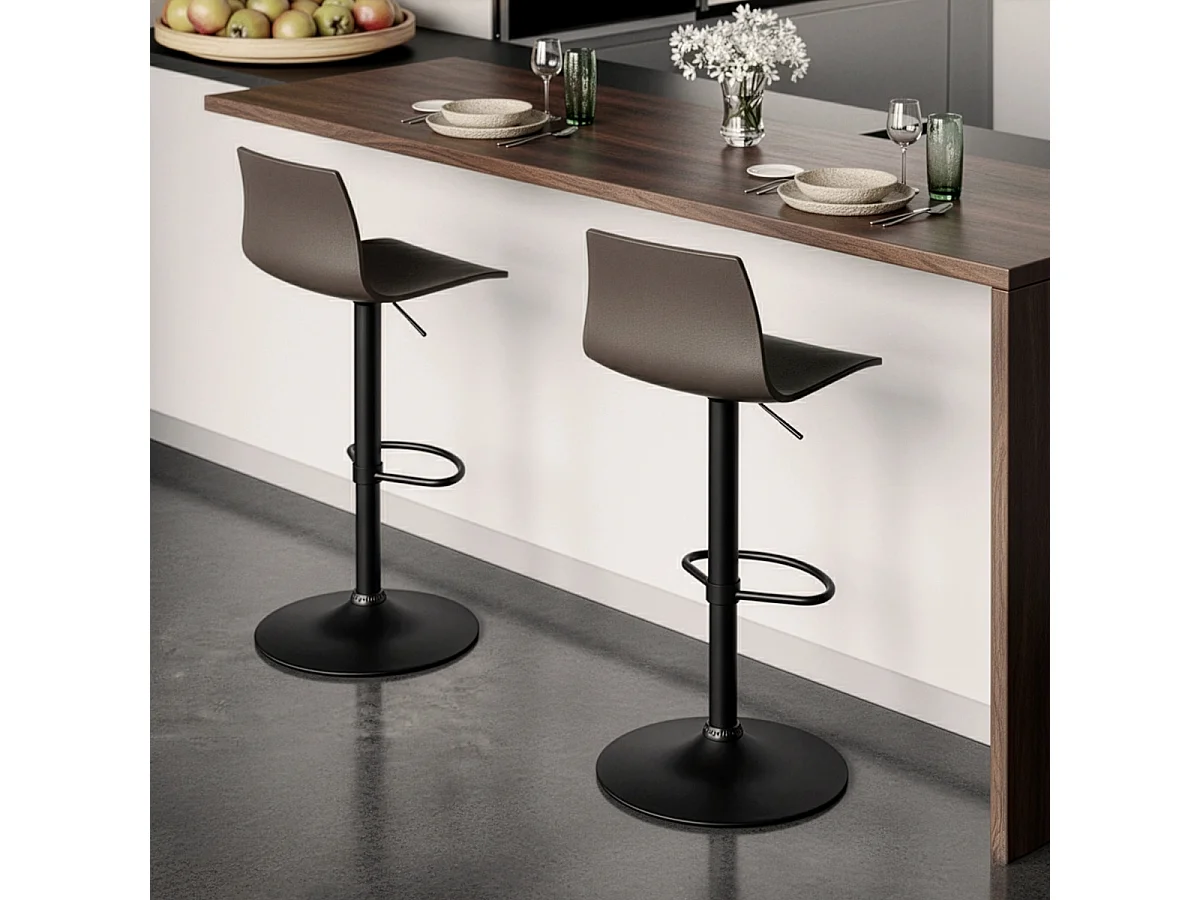 Design-Küchenbarhocker mit verstellbarem mattschwarzem Fuß Grand Soleil Imola Matt - Braun
