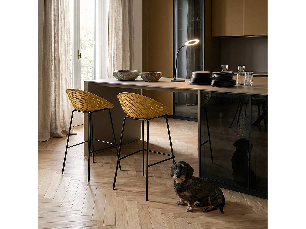 Hoher Hocker 73cm in modernem Design für die Küche,  Bar oder Restaurant Flaund - Gelb