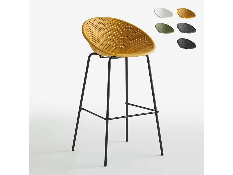 Hoher Hocker 73cm in modernem Design für die Küche,  Bar oder Restaurant Flaund - Gelb