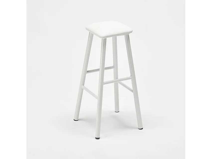 Industrieller Hocker aus Metall mit Kunstlederpolster Hardness - Weiß