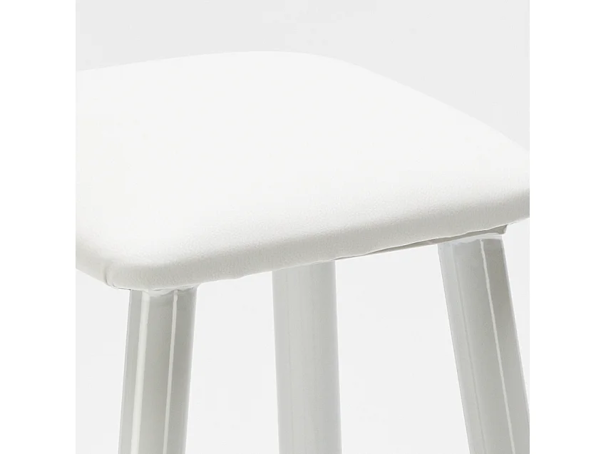 Industrieller Hocker aus Metall mit Kunstlederpolster Hardness - Weiß