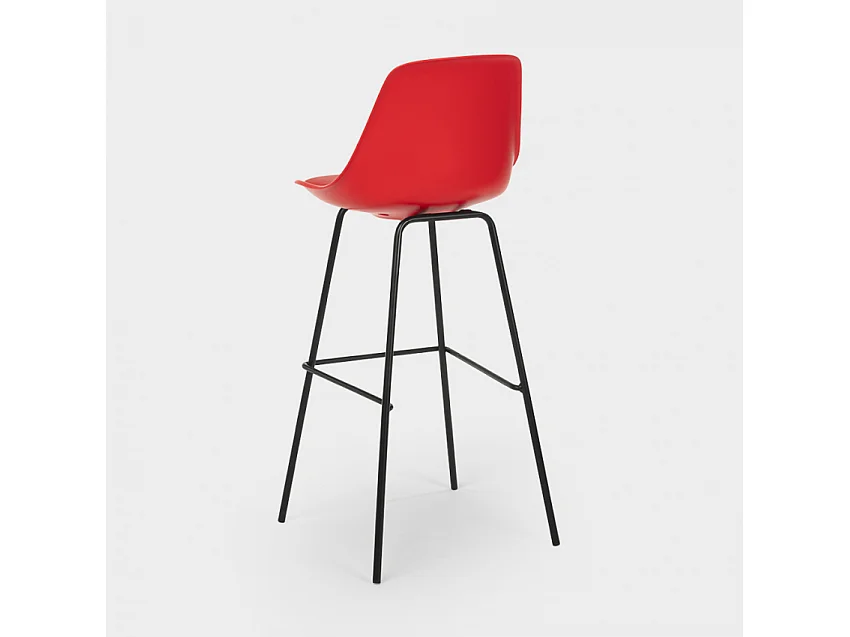 Taburete alto de metal para barra de cocina con cojín de diseño moderno Willis - Rojo