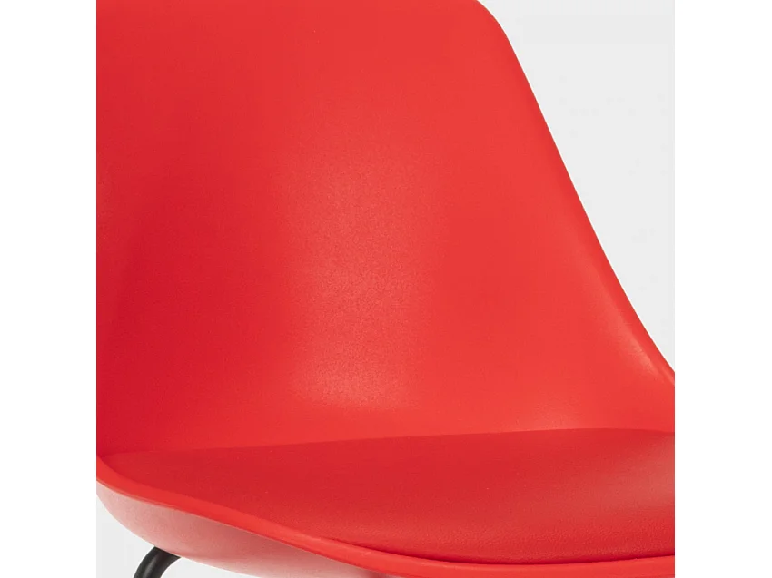 Taburete alto de metal para barra de cocina con cojín de diseño moderno Willis - Rojo