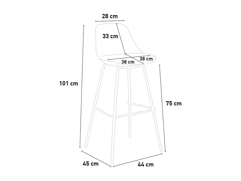 Taburete alto de metal para barra de cocina con cojín de diseño moderno Willis - Rojo