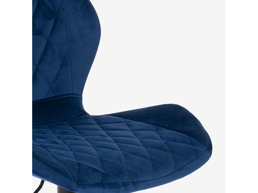 Taburete de barra de cocina ajustable moderno en tela de terciopelo Jersey. - Azul Marino