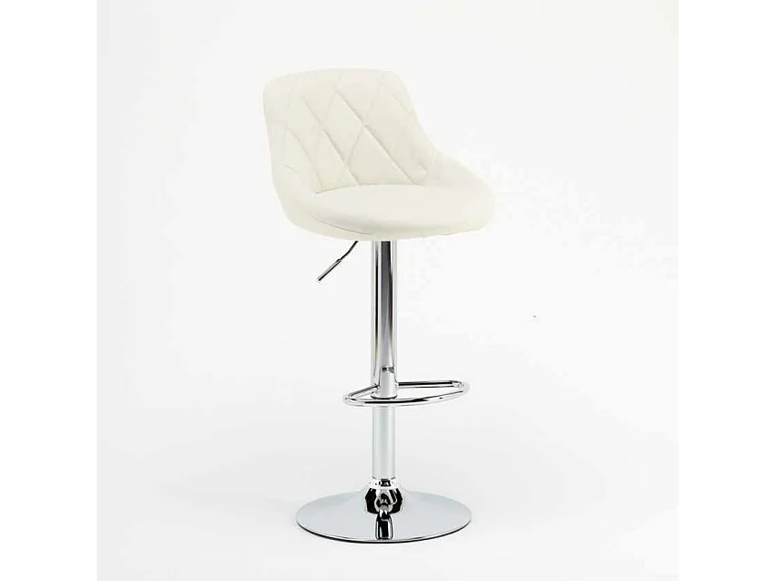 Taburete de bar cocina alto fijo giratorio ajustable respaldo Philadelphia - Blanco