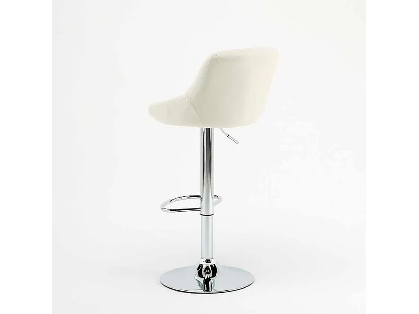 Taburete de bar cocina alto fijo giratorio ajustable respaldo Philadelphia - Blanco