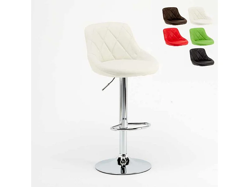 Taburete de bar cocina alto fijo giratorio ajustable respaldo Philadelphia - Blanco