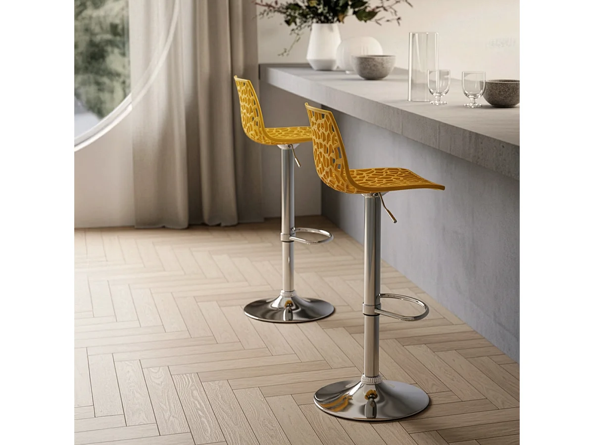 Barhocker mit Fußstütze Hoch Drehbar Höhenverstellbar für Küche Bar Grand Soleil Spider - Gelb