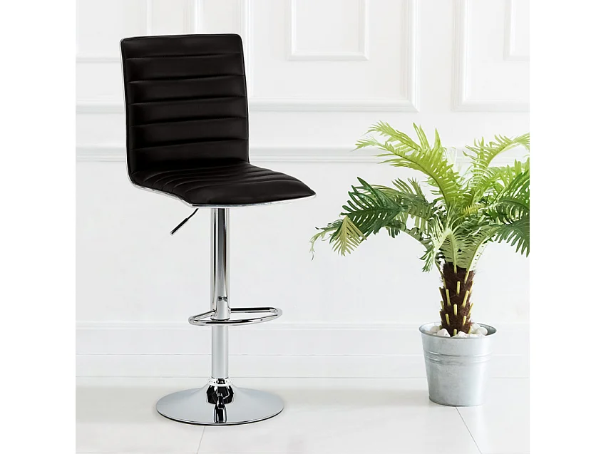 Taburete de bar cocina alto fijo giratorio ajustable con respaldo Detroit - Negro