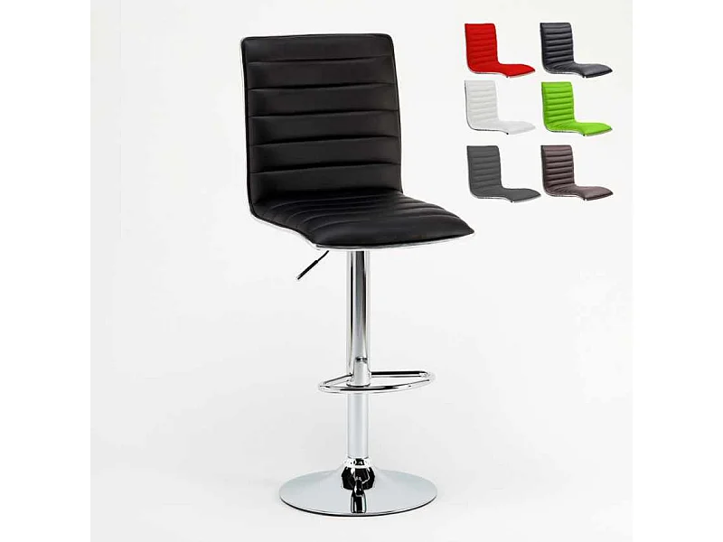 Taburete de bar cocina alto fijo giratorio ajustable con respaldo Detroit - Negro